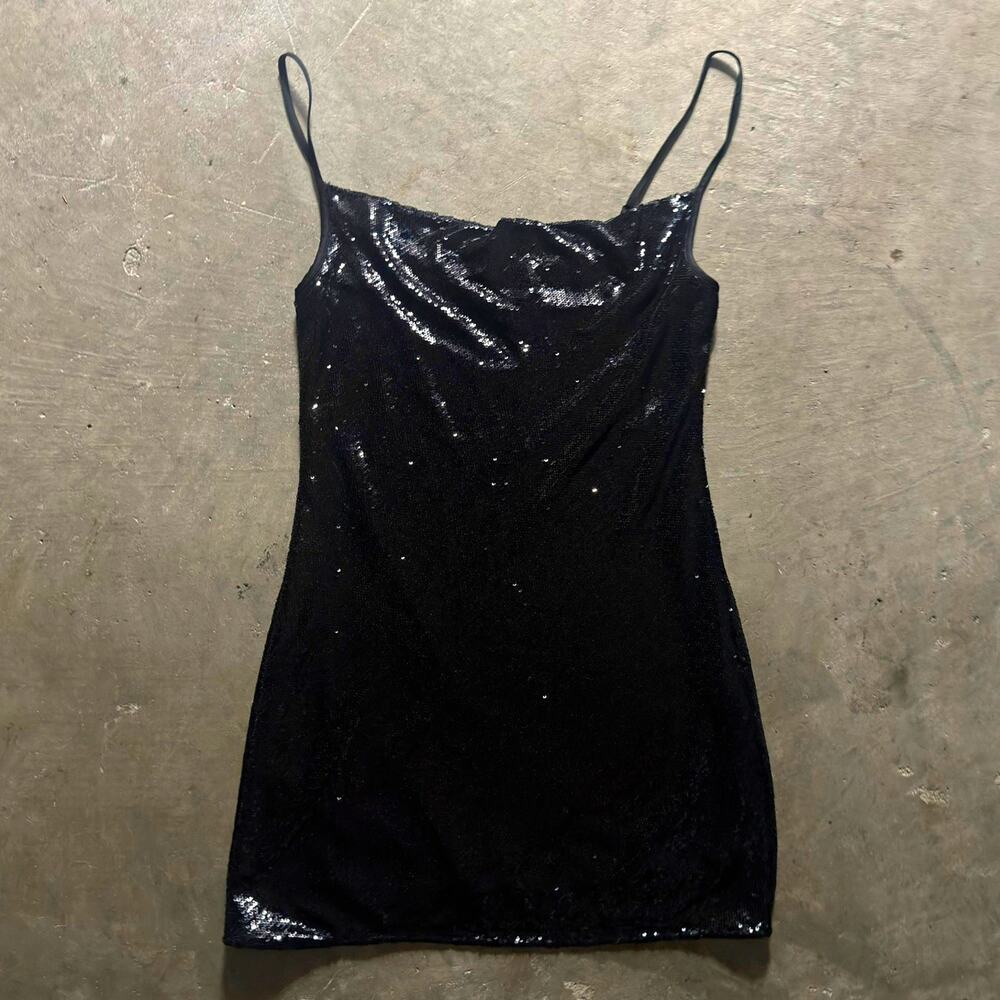 ALLSAINTS Black Sequin Dress Spaghetti Strap Size 4